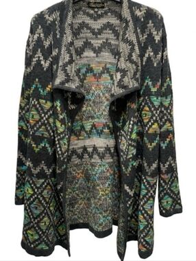 Absolutely Famous XL Womens Cardigan Sweater Multicolor Tapestry Aztec Drape